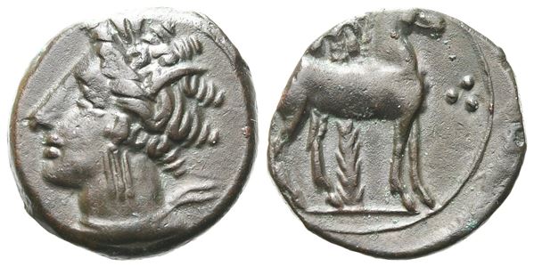 Carthage, c. 400-350 BC. Æ (15 mm, 3.06 g).  - Auction GREEK & ROMAN PROVINCIAL COINS AND NUMISMATIC LITERATURE Including a wide selection of Alexandrian Coins from the Dattari Collection - Bertolami Fine Art - Prague