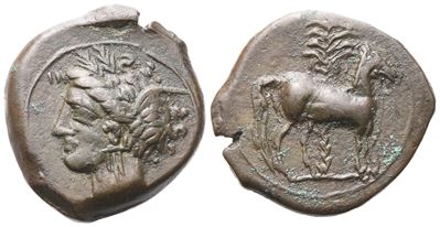 Carthage, Bronze, C. 325 – 300 Bc; Æ (3,34 G; 16,7 MM; 3 H)