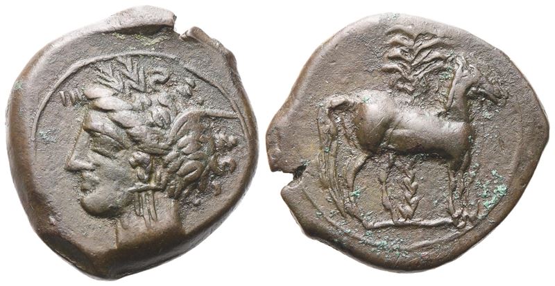 Carthage, Bronze, C. 325 – 300 Bc; Æ (3,34 G; 16,7 MM; 3 H)