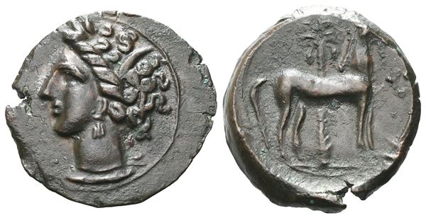 Carthage, c. 400-350 BC. Æ (18 mm, 3.15 g).  - Auction GREEK & ROMAN PROVINCIAL COINS AND NUMISMATIC LITERATURE Including a wide selection of Alexandrian Coins from the Dattari Collection - Bertolami Fine Art - Prague