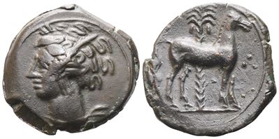 Carthage, Bronze, C. 325 – 300 Bc; Æ (2,76 G; 16,5 MM; 9 H)