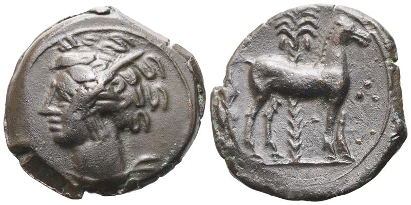 Carthage, Bronze, C. 325 – 300 Bc; Æ (2,76 G; 16,5 MM; 9 H)