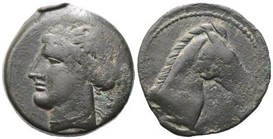 Carthaginian Domain, Sardinia, C. 264-241 Bc. Æ Dishekel (27 MM, 14.83 G).