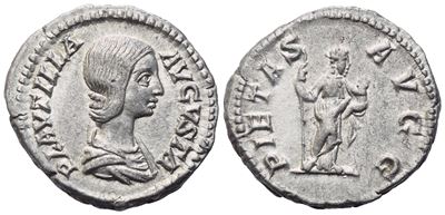 Plautilla Augusta (202-205), Denarius, Rome, 203-204; Ar (3,66 G; 18,6 MM; 6 H)