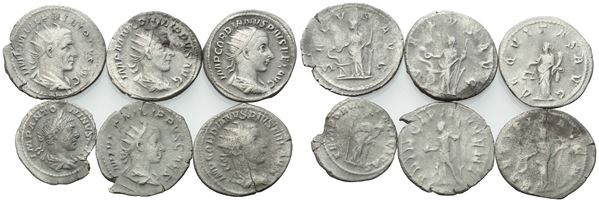  Lot of 6 AR coins to be catalogued. Lot sold as is, no returns.
