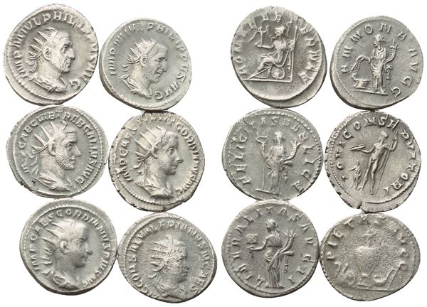  Lot of 6 AR coins to be catalogued. Lot sold as is, no returns.