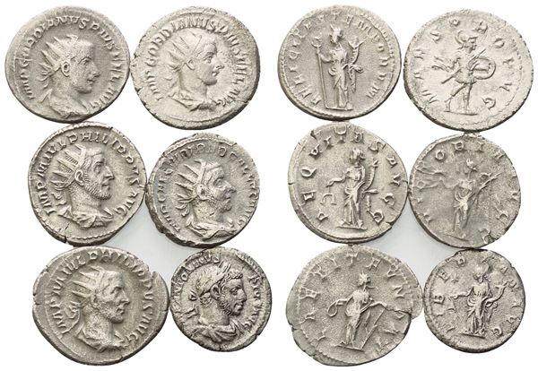  Lot of 6 AR coins to be catalogued. Lot sold as is, no returns.