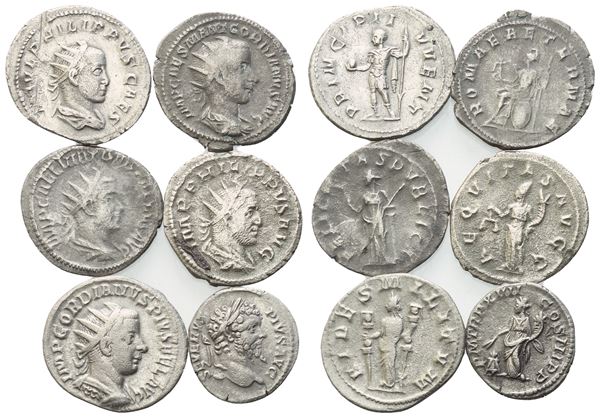  Lot of 6 AR coins to be catalogued. Lot sold as is, no returns.