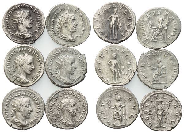  Lot of 6 AR coins to be catalogued. Lot sold as is, no returns.