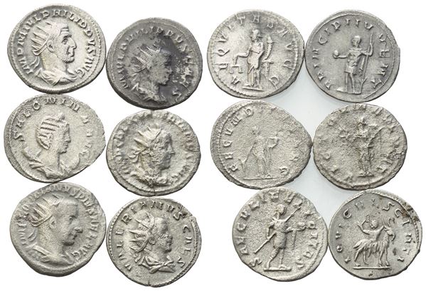  Lot of 6 AR coins to be catalogued. Lot sold as is, no returns.