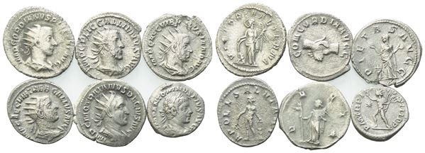  Lot of 6 AR coins to be catalogued. Lot sold as is, no returns.