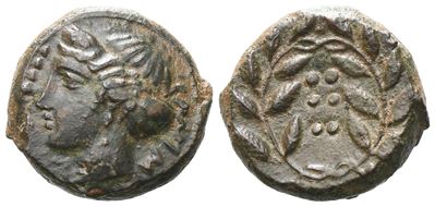 Sicily, Himera, C. 420-407 Bc. Æ Hemilitron (16 MM, 4.59 G).
