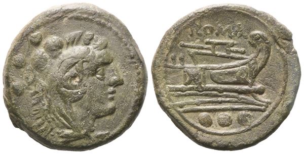 Anonymous, Quadrans, after 211 BC; Æ (9,58 g; 22,8 mm; 2 h)