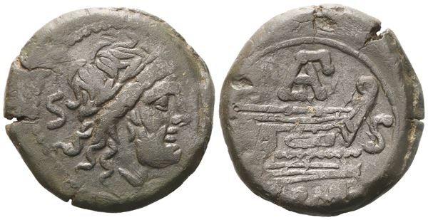 Uncertain, Semis, c. 169-158 BC; Æ (13,58 g; 26,5 mm; 2 h)