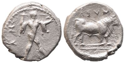 Lucania, Poseidonia, Diobol, C. 445-420 Bc; Ar (1,15 G; 10,8 MM; 12 H)