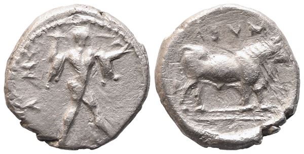 Lucania, Poseidonia, Diobol, c. 445-420 BC; AR (1,15 g; 10,8 mm; 12 h)
