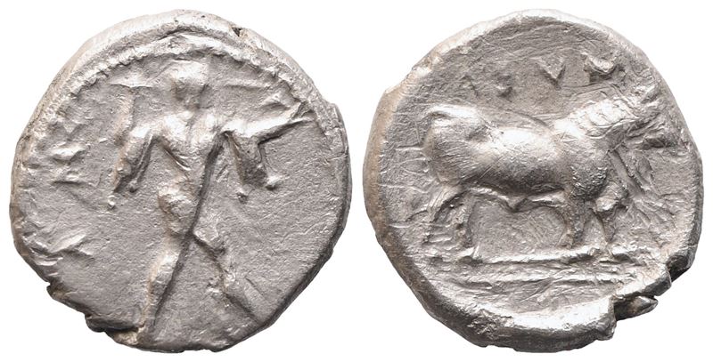 Lucania, Poseidonia, Diobol, C. 445-420 Bc; Ar (1,15 G; 10,8 MM; 12 H)