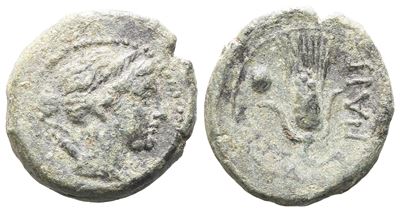 Northern Lucania, Paestum, 218-201 Bc. Æ Uncia (14 MM, 2.23 G).