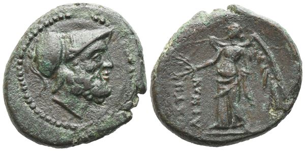 Bruttium, Petelia, Bronze, c. 216-204 BC; Æ (4,01 g; 17,2 mm; 9 h)