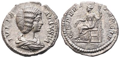 Julia Domna, Denario battuto sotto Settimio Severo e Caracalla (Roma, 196-211 circa)