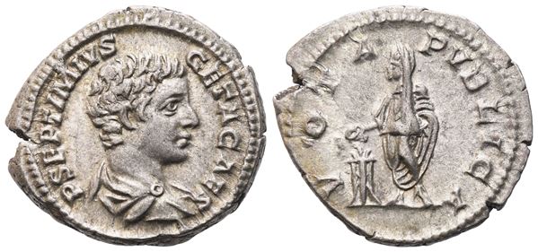 Geta as Caesar, Denarius struck under Septimius Severus and Caracalla, Rome, 206-207; AR (3,24 g; 19 mm; 6 h)