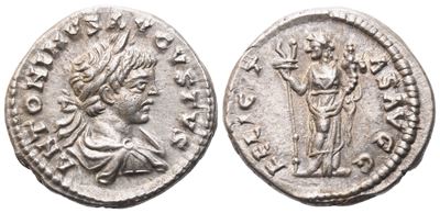 Caracalla (198–217), Denario romano, Roma, 199–200 d.C.