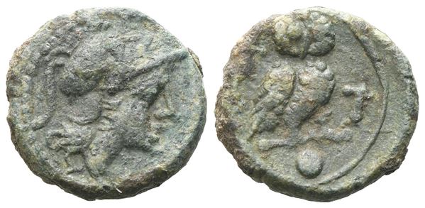 Northern Apulia, Teate, c. 225-200 BC. Æ Uncia (14 mm, 2.64 g).  - Auction GREEK & ROMAN PROVINCIAL COINS AND NUMISMATIC LITERATURE Including a wide selection of Alexandrian Coins from the Dattari Collection - Bertolami Fine Art - Prague