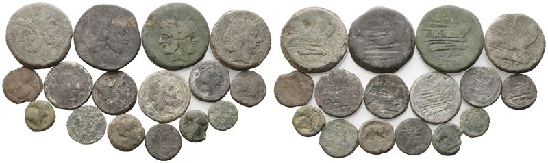 Lot Of 16 Roman Republican Æ Coins