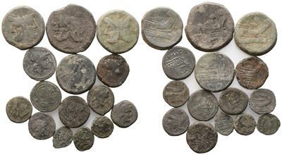 Lot Of 15 Roman Republican Æ Coins