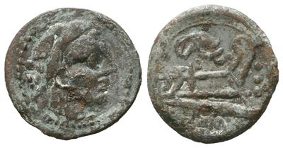 Moneta Anonima, Quadrans, 128 a.C., Æ (3,67 g; 19 mm; 2 h)