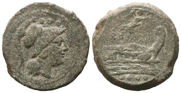 Anonymous, Triens, 211-208 BC; Ӕ (13,62 g; 26,3 mm; 12 h)