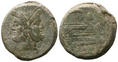 Anonymous, As, C. 211-208 Bc; Æ (44,59 G; 36 MM; 3 H)