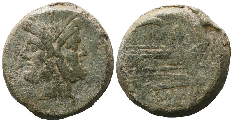 Anonymous, As, C. 211-208 Bc; Æ (44,59 G; 36 MM; 3 H)