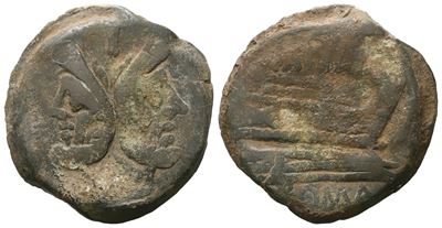 M. Atilius Saranus, As, 148 Bc; Æ (17,69 G; 31,4 MM; H 3)