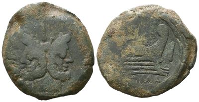 M. Atlius Saranus (?), As, 148 Bc; Æ (24,04 G; 32,5 MM; 4 H)