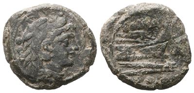 Anonymous, Quadrans, C. 179-170 Bc; Æ (7,15 G; 21,6 MM; 4 H)