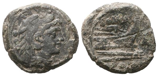 Anonymous, Quadrans, c. 179-170 BC; Æ (7,15 g; 21,6 mm; 4 h)