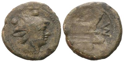P. Manlius Vulso, Sextans, C. 210 Bc; Æ (3,84 G; 19 MM; 5 H)