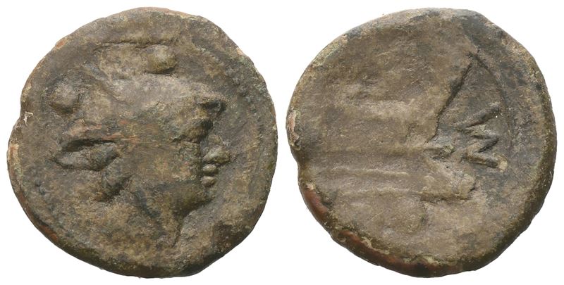 P. Manlius Vulso, Sextans, C. 210 Bc; Æ (3,84 G; 19 MM; 5 H)