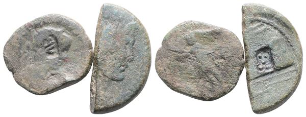 Mixed lot of 2 Roman Republican and Roman Provincial Æ coins, to be catalogued. Lot sold as is, no return