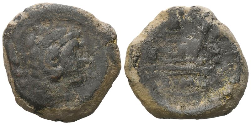 Anonymous, Quadrans, C. 206-195 Bc; Æ (11,63 G; 24 MM; 9 H)
