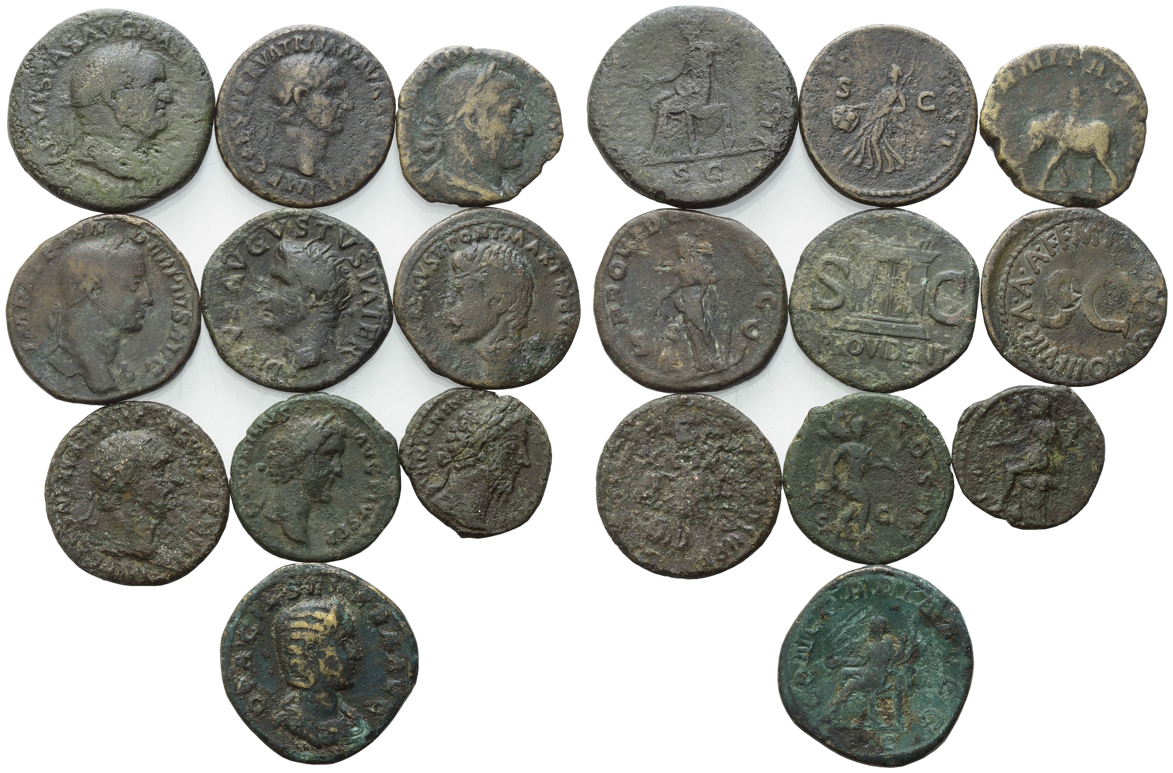 Monete imperiali romane, lotto di 10 monete in bronzo (Æ)
