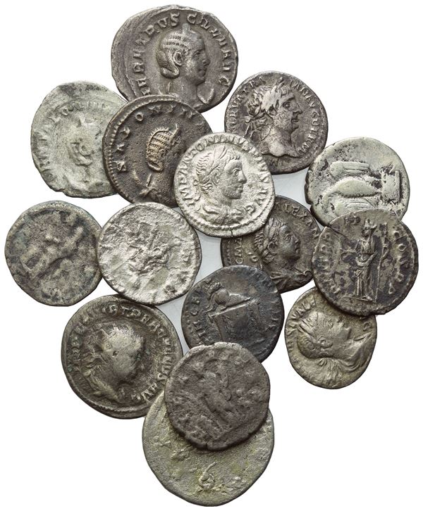  Lot of 15 Roman AR coins to be catalogued. Lot to be sold as is, no returns.
