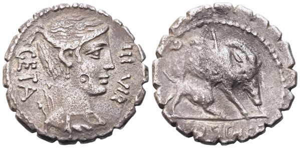 C. Hosidius Geta, Denarius serratus, 64 BC; AR (3,68 g; 19,3 mm; 4 h)