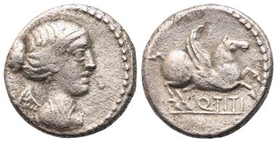 Q. Titius, Quinarius, 90 Bc; Ar (1,96 G; 12,5 MM; 9 H)