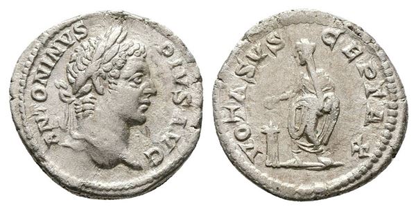 Caracalla (198-217). AR Denarius (19mm, 2.87g).  - Auction Greek, Roman, Byzantine Coins - Bertolami Fine Art - Prague