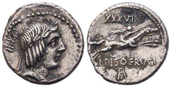 L. Calpurnius Piso Frugi, Denarius, Rome, 90 BC: AR (3,87 g; 18 mm; 6 h)
