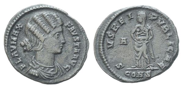 Fausta, Follis struck under Constantine I, Constantinopolis, 326; Æ (3,07 g; 18,9 mm; 6 h)