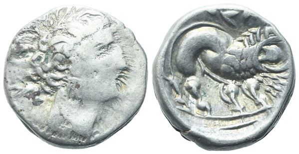 Gaul, Southern Insubres, Tetrobol (Imitating Massalia), 1st century BC; AR (2,88 g; 14,5 mm; 3 h)