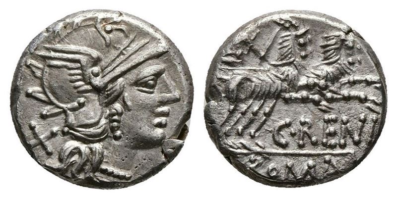 C. Renius, Rome, 138 Bc. Ar Denarius (15mm, 2.43g).